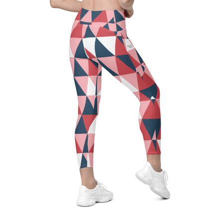 Pink Geometric Leggings With Pockets