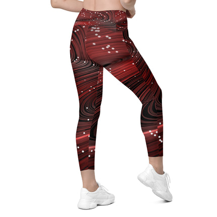 Swirled Red Leggings With Pockets