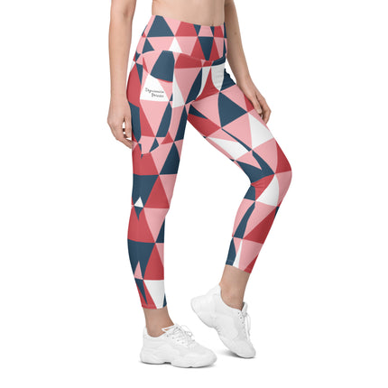Pink Geometric Leggings With Pockets