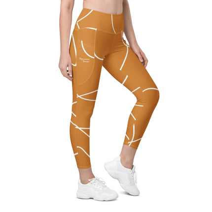 One Line Gold Leggings With Pockets