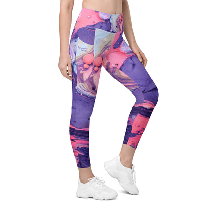 Marbled Women's Leggings With Pockets