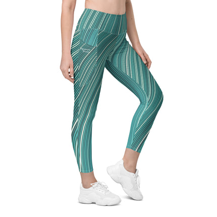 Teal Waves Leggings With Pockets