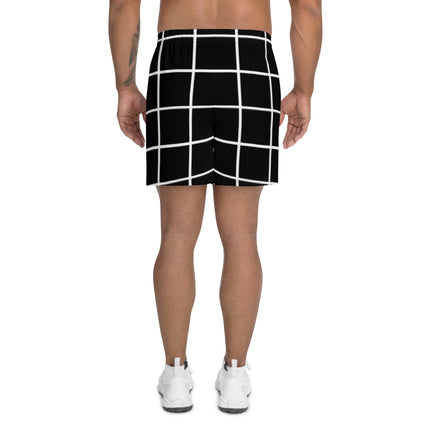 Black Geometric Men's Athletic Long Shorts