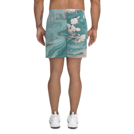 Marbled Teal Men's Athletic Long Shorts