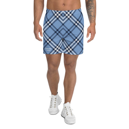 Blue Plaid Men's Athletic Long Shorts