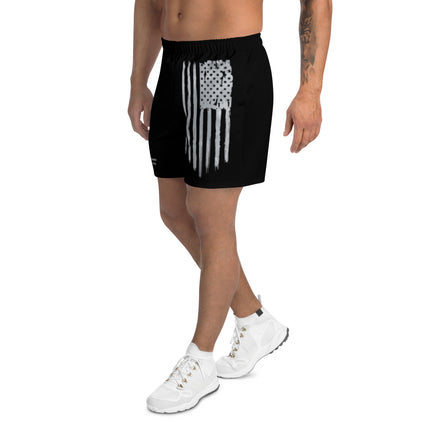 Distressed Flag Men's Athletic Long Shorts