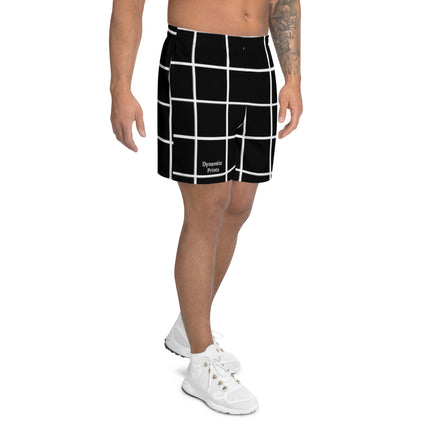 Black Geometric Men's Athletic Long Shorts