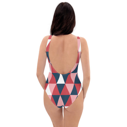 Pink Geometric Women's One-Piece Swimsuit