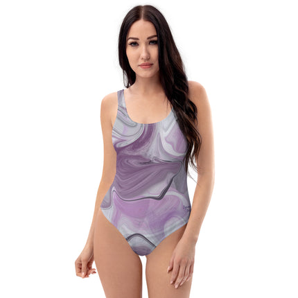 Marbled Purple One-Piece Swimsuit