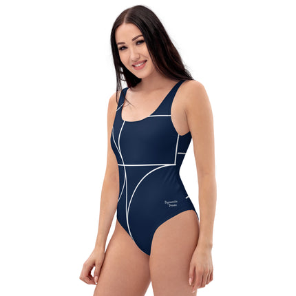 Navy & White Women's One-Piece Swimsuit