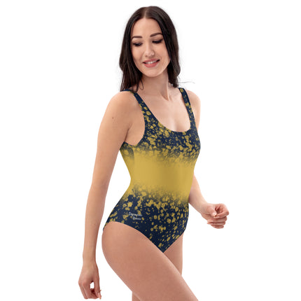 Navy & Gold Splatter Women's One-Piece Swimsuit