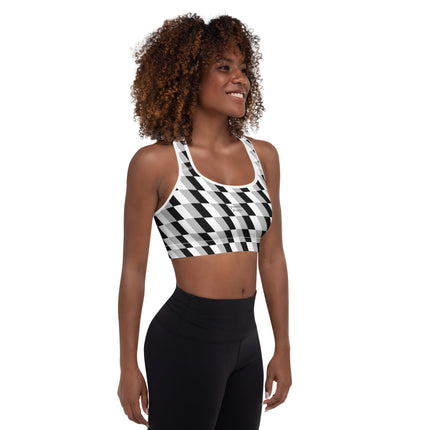 Abstract Grey Padded Sports Bra