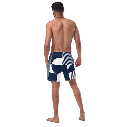 Navy Geometric Men's swim trunks
