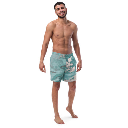 Marbled Teal Men's swim trunks