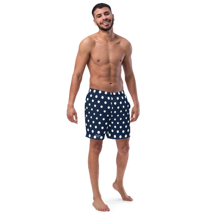 Navy & White Dots Men's swim trunks