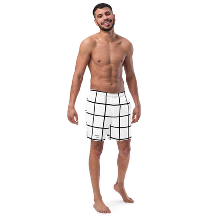 White Geometric Men's swim trunks