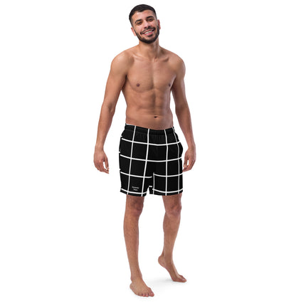 Black Geometric Men's swim trunks
