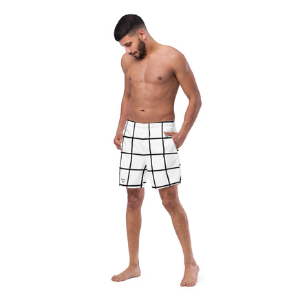 White Geometric Men's swim trunks