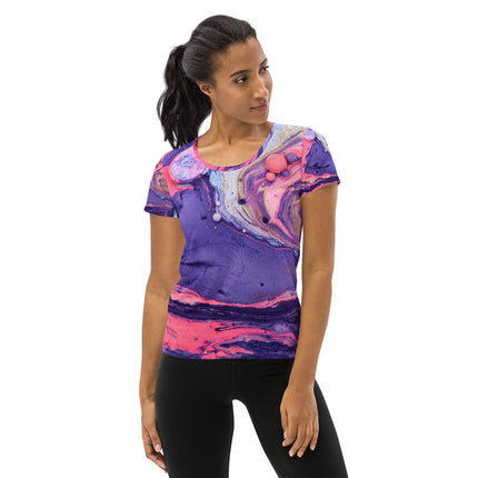 Marbled Women's Athletic T-shirt