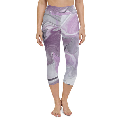 Marbled Purple Yoga Capri Leggings