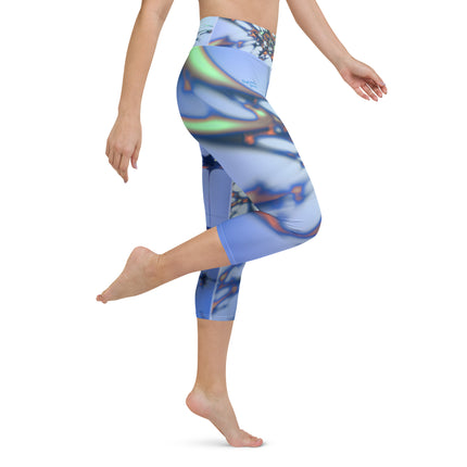 Blue Splatter Women's Yoga Capri Leggings