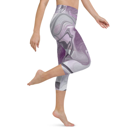 Marbled Purple Yoga Capri Leggings