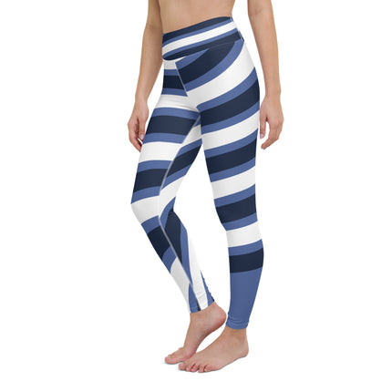 Blue & White Waves Yoga Leggings