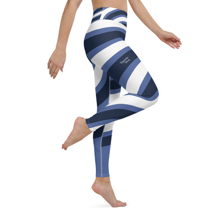 Blue & White Waves Yoga Leggings