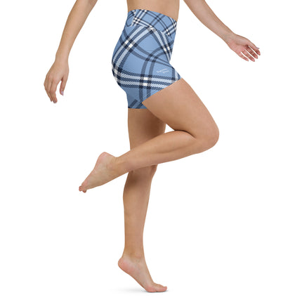Blue Plaid Women's Yoga Shorts