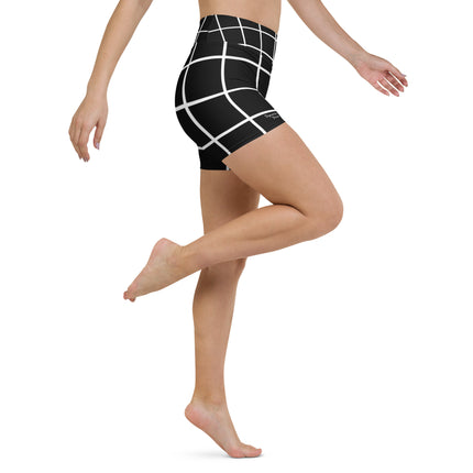Black Geometric Women's Yoga Shorts