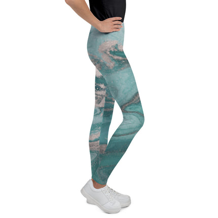Marbled Teal Youth Leggings