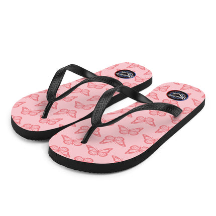 Pink Butterfly Flip-Flops
