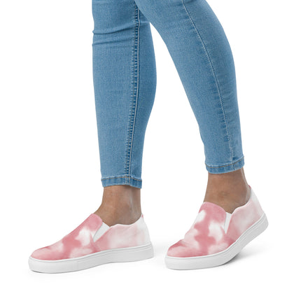 Pink Watercolor Women’s slip-on canvas shoes