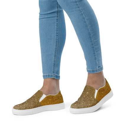 Gold Sparkle Women’s slip-on canvas shoes