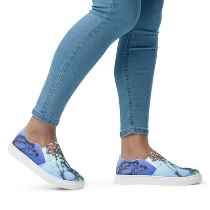 Blue Splatter Women’s slip-on canvas shoes