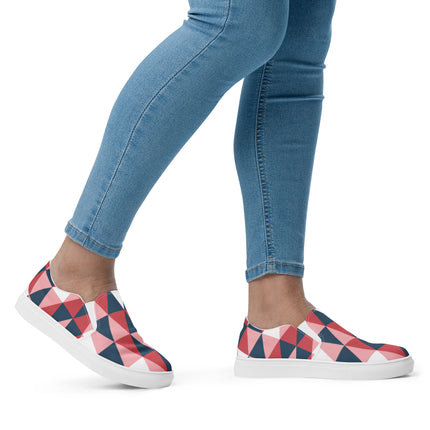 Pink Geometric Women’s slip-on canvas shoes